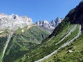 View to the Hinter Selbsanft peak in mountain mass Glarus Alps