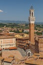 View to the historic centre of Siena town, Italy