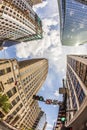 View to historic and modern skyscraper in downtown Houston Royalty Free Stock Photo