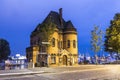 View to historic Speicherstadt in Hamburg with harbor police station No. 7