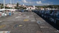 View to Horta pier in harbour. Faial island, Azores, Portugal Royalty Free Stock Photo