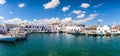 View to the idyllic fishing village of Naousa on the island of Paros