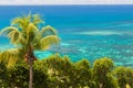 View to indian ocean from island with palm tree Royalty Free Stock Photo