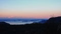 View to the islands in the Fjords around Stavanger at sunrise on the Preikestolen trail in Norway in autumn