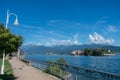 View to Isola Bella island in Maggiore lake from Stresa embankment, Piedmont Italy Royalty Free Stock Photo