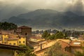 View to Italian medieval mountain village Castelnuovo di Garfagnana Royalty Free Stock Photo