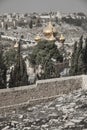 View to Jerusalem old city from the Mount of Olives, Israel Royalty Free Stock Photo