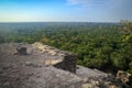 View from the top of Nohoch Mul pyramid in Coba Royalty Free Stock Photo