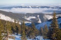 View to Karkonosze Krkonose from Sniezka Snezka, in winter. Royalty Free Stock Photo