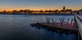 View to the Kellenhusen at night from the pier. Sea bridge in the Baltic sea spa Kellenhusen on the Baltic Sea, Schleswig - Holste Royalty Free Stock Photo