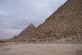 View to  Khafre and Menkaure pyramids from pyramid of pharaoh Cheops, Giza Plateau, Egypt. UNESCO World Heritage Royalty Free Stock Photo