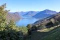 The View to the Lake Lugano and the surrounding Mountains from Serpiano, Ticino, Switzerland