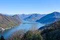 The View to the Lake Lugano and the surrounding Mountains from Serpiano, Ticino, Switzerland