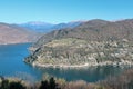 The View to the Lake Lugano and the surrounding Mountains from Serpiano, Ticino, Switzerland