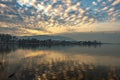 View to the lake Pamvotis. Ioannina city at sunset.Greece Royalty Free Stock Photo