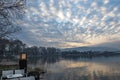 View to the lake Pamvotis nad Ioannina city at sunset.Greece