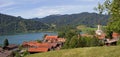 View to lake and spa town schliersee, summer landscape bavaria