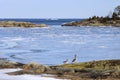 View to the lake Vanern with skerries in winter. Vanern is the largest lake in Sweden Royalty Free Stock Photo