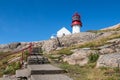 View to the lighthouse Lindesnes Fyr in Norway