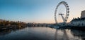 View to London Eye and Thames river from Westminster Bridge early in the morning