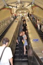 View to a long escalator in a London subway station