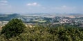 View to Lovosice city and its surrounding from Panenske kameny view point in Ceske stredohori mountains Royalty Free Stock Photo