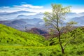 View to Lugano city, San Salvatore mountain and Lugano lake from Monte Lema, Canton Ticino, Switzerland Royalty Free Stock Photo