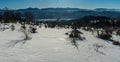 View to Mala Fatra mountains near Bryzgalky in Kysucke Beskydy mountains in Slovakia