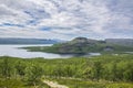 View to Malla Strict Nature Reserve, Lake Kilpisjrvi from Saana, Kilpisjrvi, Lapland, Finland