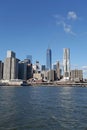 View to Manhattan from water. NY, USA Royalty Free Stock Photo