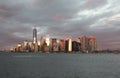 View to Manhattan from water. NY, USA Royalty Free Stock Photo