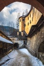 View to the medieval castle of Oravsky Podzamok village Royalty Free Stock Photo