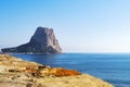 View to Mediterranean Sea, famous Rock Penon de Ifach in Calp, Valencia province, Costa Blanca, Spain