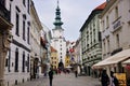 View to Michael`s Gate in the old town Bratislava, Slovakia.