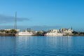 view to mississippi paddle boat Natchez and City of New Orleans in early morning at the pier Royalty Free Stock Photo