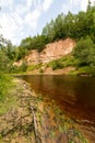 view to the Mountain river with Flowing Water Stream and sandstone cliffs Royalty Free Stock Photo