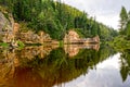 view to the Mountain river with Flowing Water Stream and sandstone cliffs Royalty Free Stock Photo