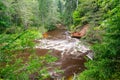 view to the Mountain river with Flowing Water Stream and sandstone cliffs Royalty Free Stock Photo