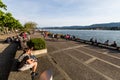 View to the Mountain Uetliberg from the Zurich Lake promenade