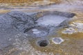 View to a mudpot, or mud pool, Iceland.