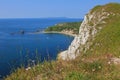 View to mupe bay, lulworth, and steep cliffs