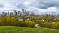 View to Muttard Conservatory and Edmonton downtown with cloud sky background in fall season Royalty Free Stock Photo