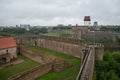 View to Narva castle and Narva river from walls of Ivangorod forteress. Invangorod, Russia