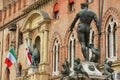 View to the Neptune fountain in Bologna, Italy.