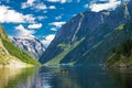 View to Neroyfjord - the narrowest fjord in Norway, Gudvangen, Norway. Royalty Free Stock Photo