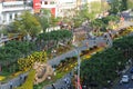 View to the new year parade in the heart of Ho Chi Ming City from the roof of the Rex Hotel