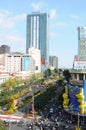 View to the new year parade in the heart of Ho Chi Ming City from the roof of the Rex Hotel