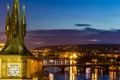View to the night small district in big city Prague, Czech Republic Royalty Free Stock Photo