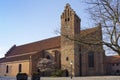 View to the old church Greyfriars Abbey in the centre of the Swedish town Ystad, interesting brick architecture