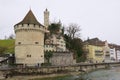 View to the old towers and city wall of Lucerne, Switzerland.
